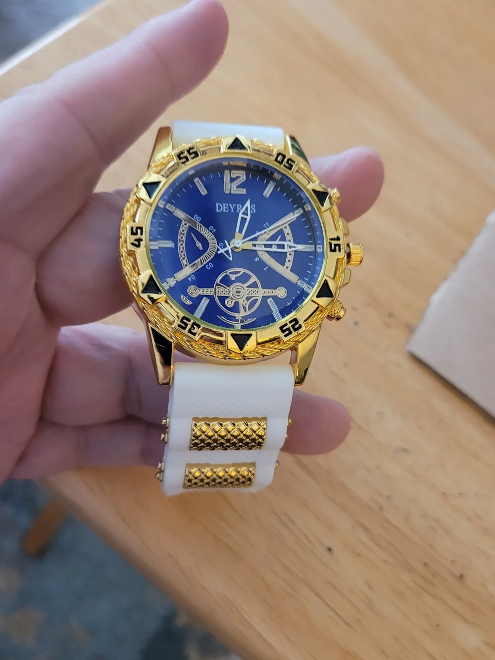 DEYROS Blue Dial Gold-Tone Watch